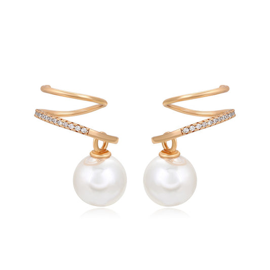 18K Twist Pearl Earrings