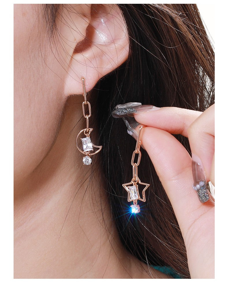 18K Moon and Star Earrings