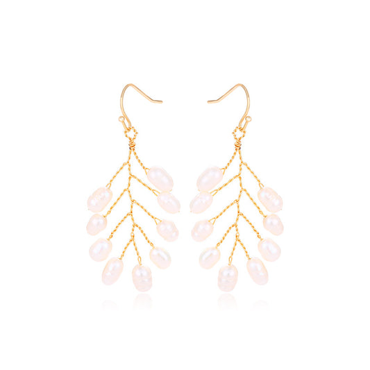 18K Bohemian Branch Pearl Earrings
